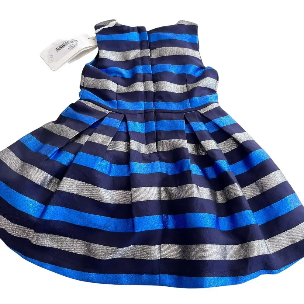 FunFun Girls Holiday Dress Navy Blue Silver - Size 4 NWT